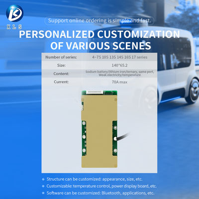 KLS Microelectronics BMS: 54V 70A, 4S - 7S for E-bike, Solar Storage, EV & RV - Lithium Ion Battery Pack with Balance Function